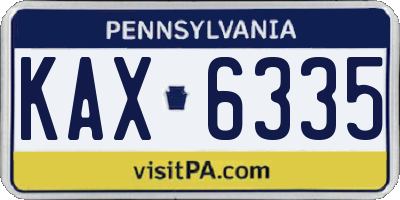 PA license plate KAX6335