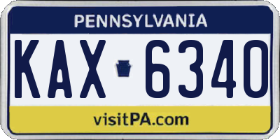 PA license plate KAX6340