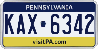 PA license plate KAX6342