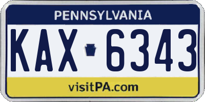 PA license plate KAX6343