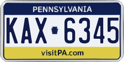 PA license plate KAX6345