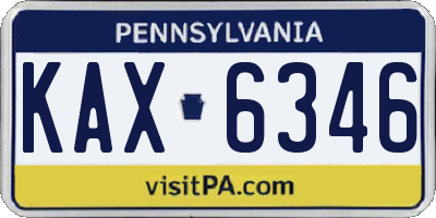 PA license plate KAX6346