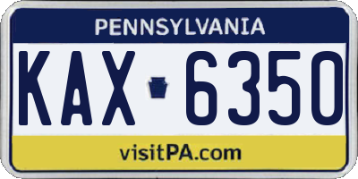PA license plate KAX6350