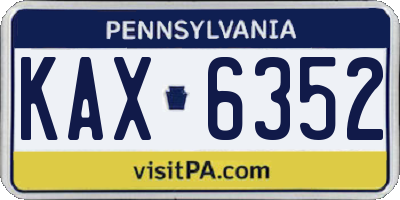 PA license plate KAX6352