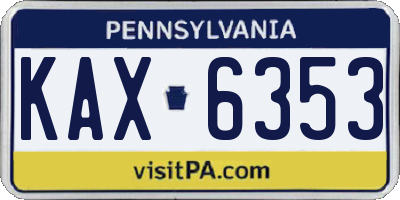 PA license plate KAX6353