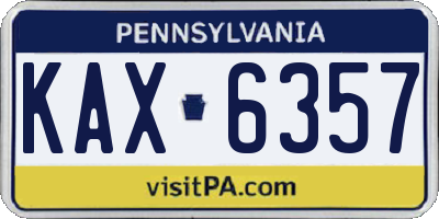 PA license plate KAX6357