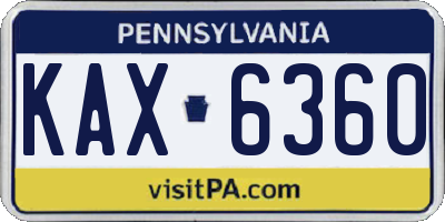 PA license plate KAX6360