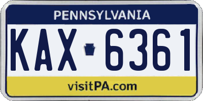 PA license plate KAX6361