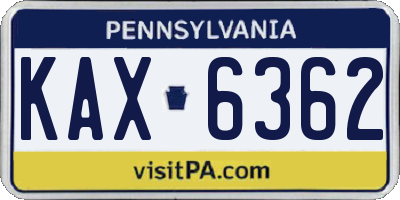 PA license plate KAX6362