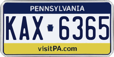 PA license plate KAX6365
