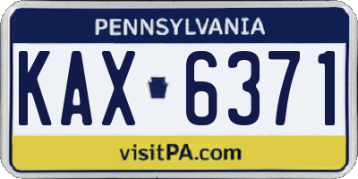 PA license plate KAX6371