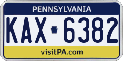 PA license plate KAX6382