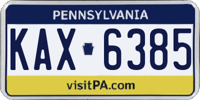 PA license plate KAX6385
