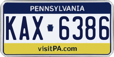 PA license plate KAX6386