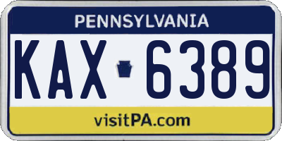 PA license plate KAX6389