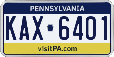 PA license plate KAX6401