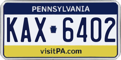 PA license plate KAX6402