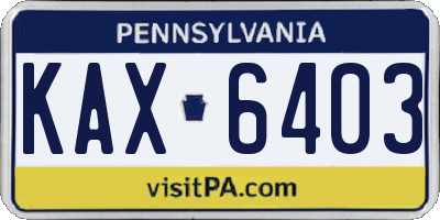 PA license plate KAX6403