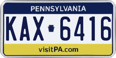 PA license plate KAX6416