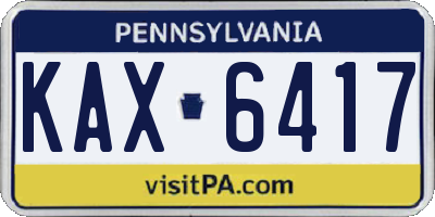 PA license plate KAX6417