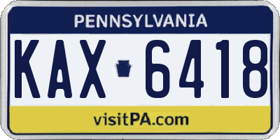 PA license plate KAX6418