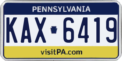 PA license plate KAX6419