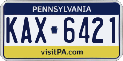 PA license plate KAX6421