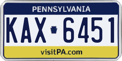 PA license plate KAX6451