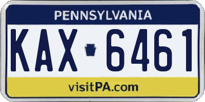 PA license plate KAX6461