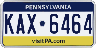 PA license plate KAX6464