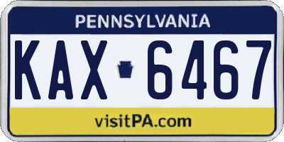 PA license plate KAX6467
