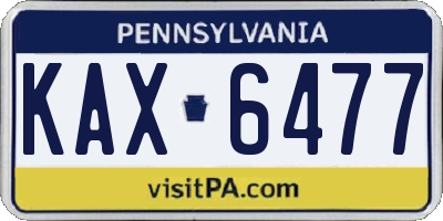 PA license plate KAX6477