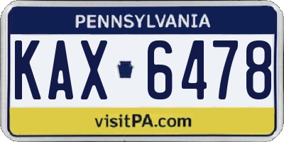 PA license plate KAX6478