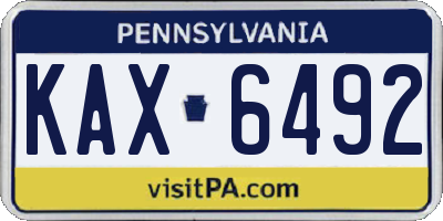 PA license plate KAX6492