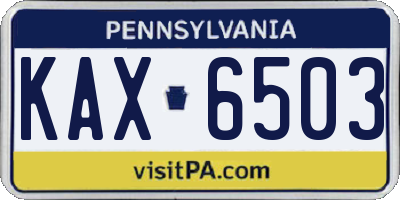 PA license plate KAX6503