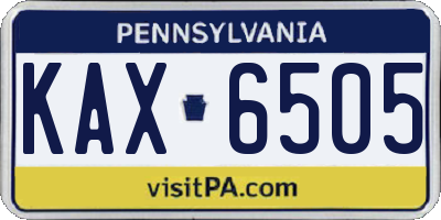 PA license plate KAX6505