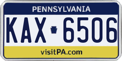 PA license plate KAX6506