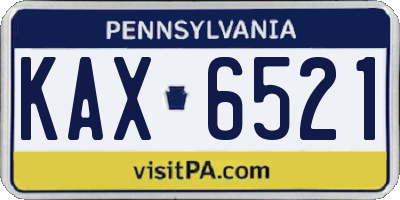 PA license plate KAX6521