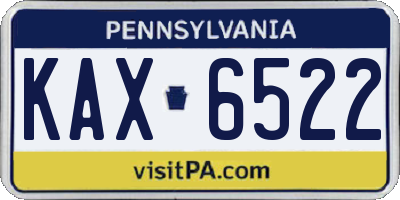 PA license plate KAX6522