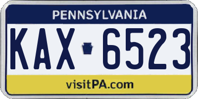 PA license plate KAX6523