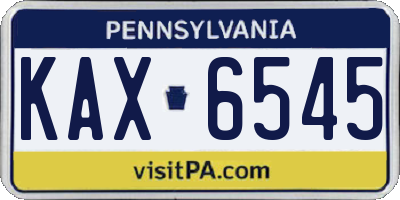 PA license plate KAX6545