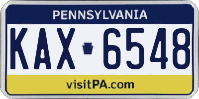 PA license plate KAX6548
