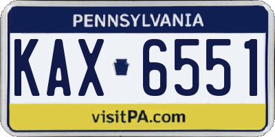 PA license plate KAX6551