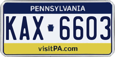 PA license plate KAX6603