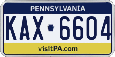 PA license plate KAX6604