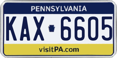PA license plate KAX6605