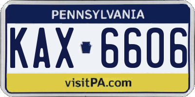 PA license plate KAX6606