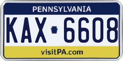 PA license plate KAX6608