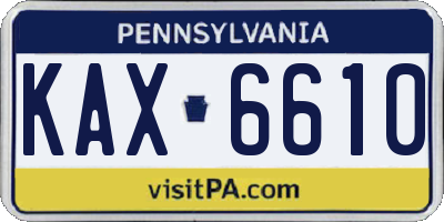 PA license plate KAX6610