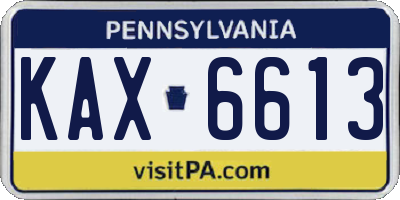 PA license plate KAX6613